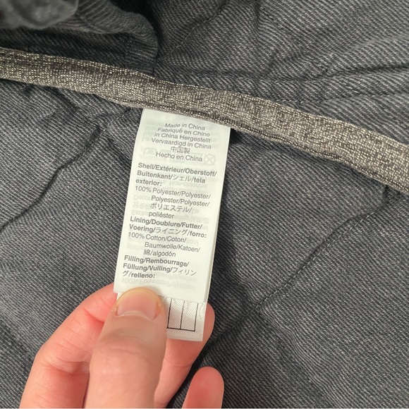 J.Crew Quilted Jacket Coat Womens Medium Gray Full Zip And Buttons Cotton Liner - Picture 7 of 10